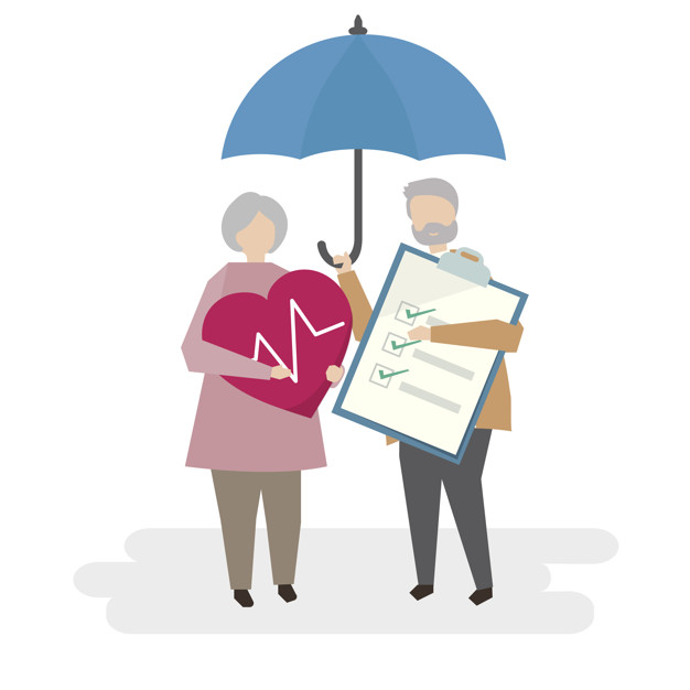 Illustration of seniors with life insurance